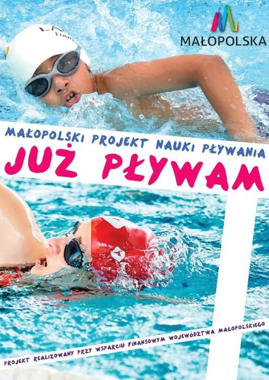 Plakat małopolskiego projektu "Już pływam".