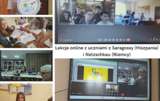 Kolaż zdjęć związanych z aktywnościami realizowanymi w ramach projektów eTwinning