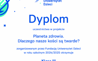 Dyplom dla uczniów kl. III.