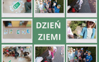 Kolaż zdjęć przedstawiający aktywności uczniów podczas Dnia Ziemi