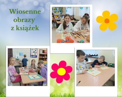 Kolaż zdjęć przedstawiający uczniów klas 1-3 podczas zajęć plastycznych w świetlicy szkolnej