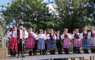 Występ uczniów - chłopiec śpiewa piosenkę