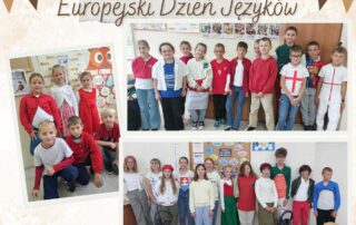 Uczniowie ubrani w barwy wybranych flag - kolaż zdjęć klasowych kl. 2, 4 i 6