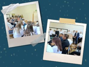 Uczniowie i rodzice podczas rozpoczęcia