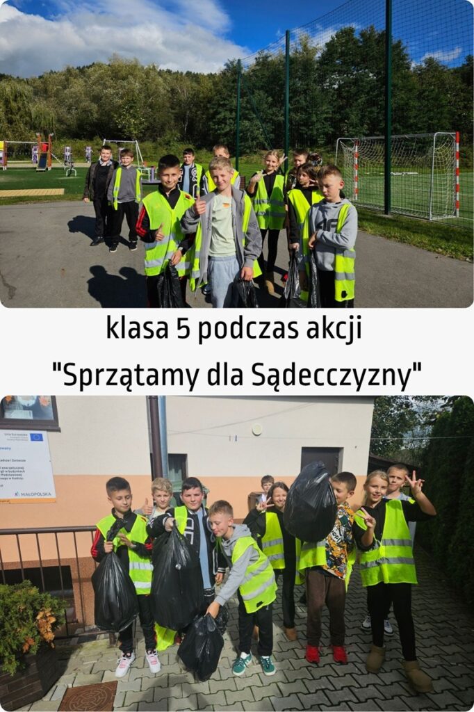 klasa 5 podczas akcji "Sprzątamy dla Sądecczyzny"