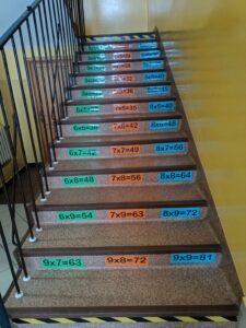 Schody z tabliczką mnożenia.