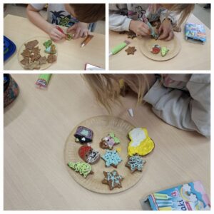 Uczniowie podczas pieczenia pierniczków.