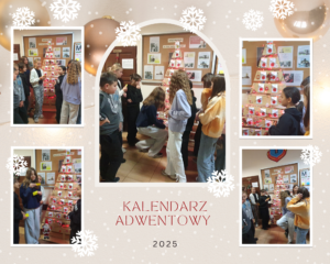 Uczniowie oczytują zadania z kalendarza adwentowego