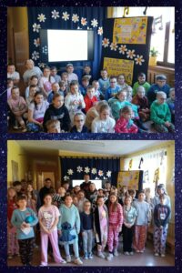 Uczniowie w Dniu Piżamy.