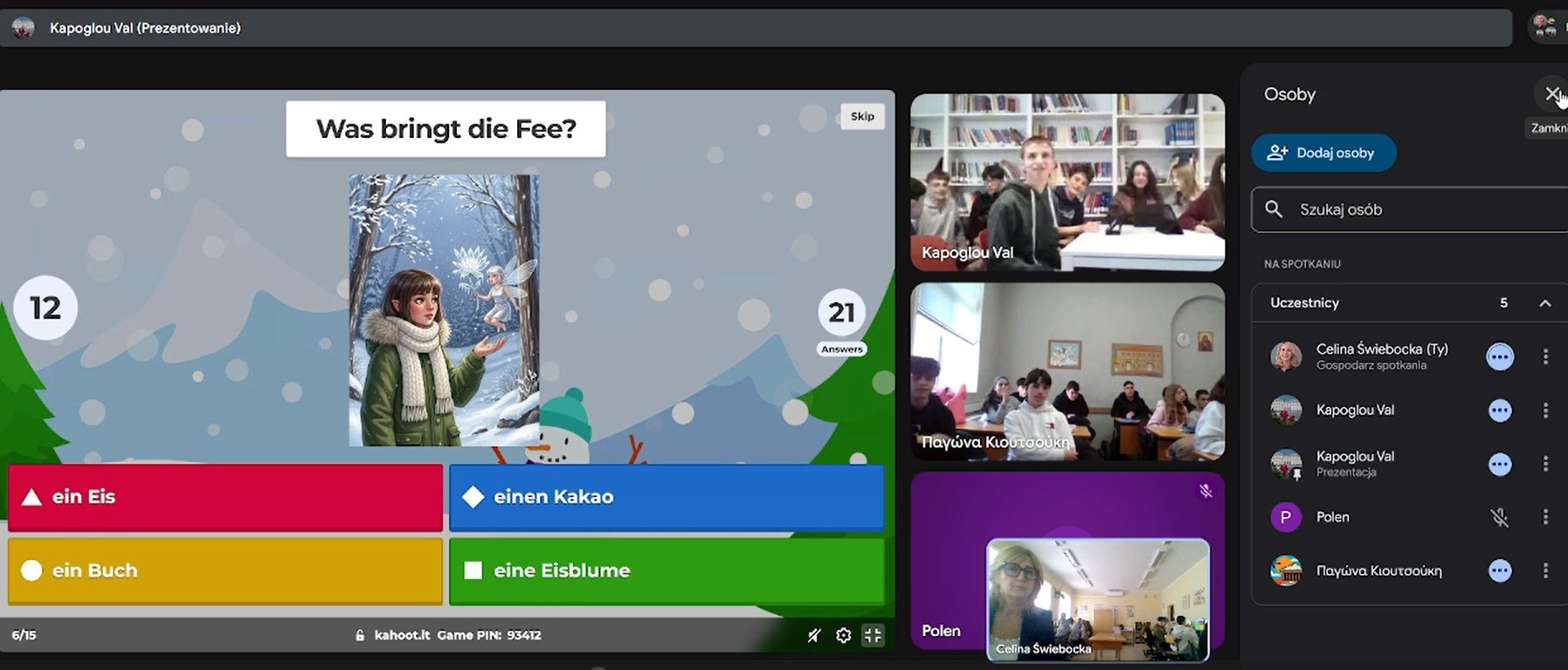 Spotkanie online z uczniami z Grecji