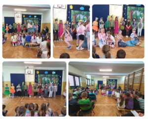 Uczniowie klas 1-3 podczas występu