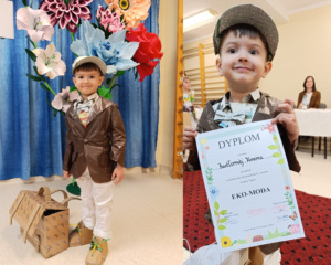 Uczestnik konkursu w stroju ekologicznym